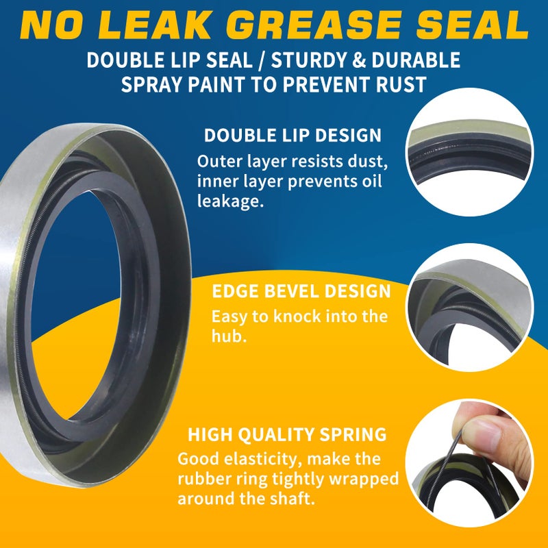 GREPSPUD 2Sets L68149 L44649 Trailer Axle Hub Bearings Kit with 171255TB Grease Seals  1.98'' Trailer Dust Caps  Cotter Pins  Axle Nuts & Washers for 3500 lbs 1-3/8'' to 1-1/16'' #84 Spindle - Image 5